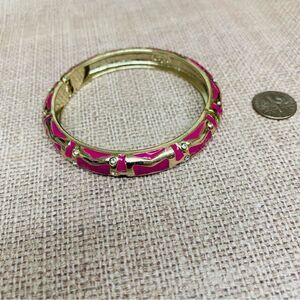 Sequin Gold‎ Hot Pink Crystal Hinged Bracelet